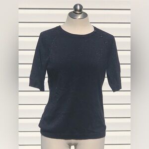 Talbots Size Large Navy Sparkle Sweater Top w/ 3-Quarter Sleeves
